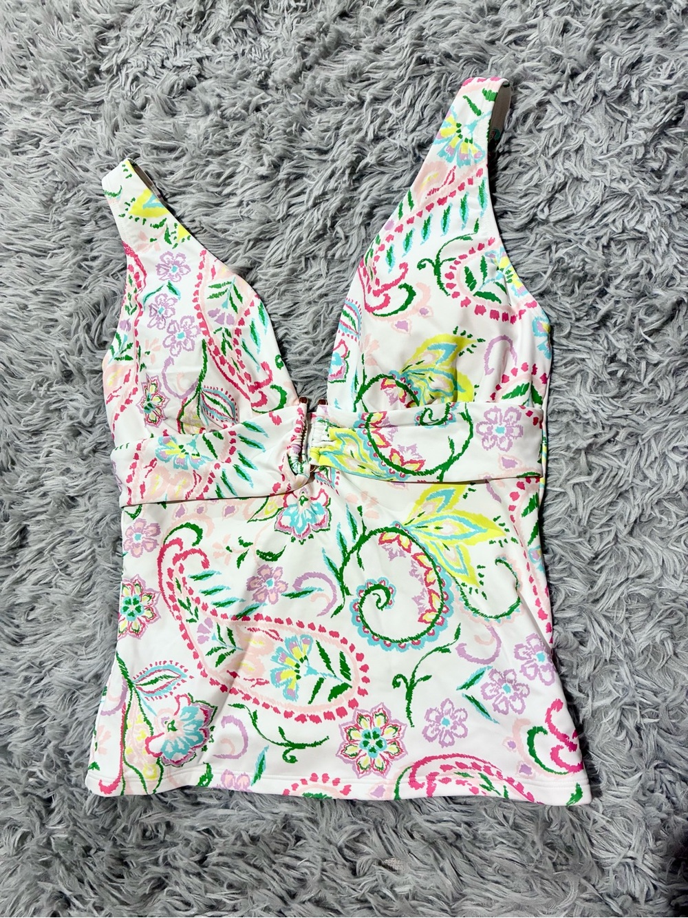 NEW Talbots Aqua Club tankini padded v neck top swimsuit Large